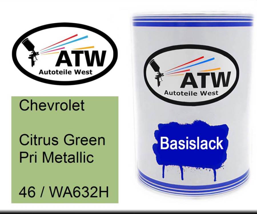 Chevrolet, Citrus Green Pri Metallic, 46 / WA632H: 500ml Lackdose, von ATW Autoteile West.